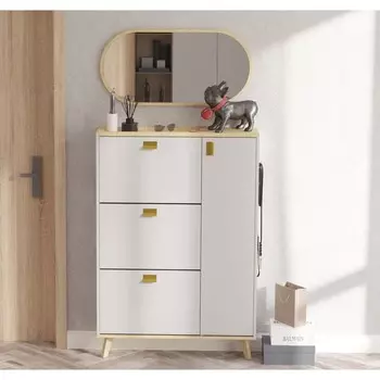 Тумба для обуви «Норд L», 9502301377 мм, цвет белый / дуб янтарный