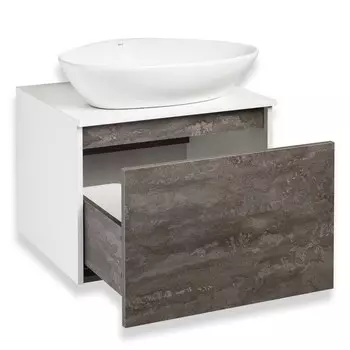 Тумба для ванной "Бари 60" железный камень, с раковиной "TERZO 60" 45 х 60 х 58 см
