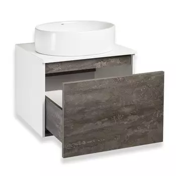 Тумба для ванной комнаты "Бари 60" железный камень, с раковиной "OVALE 50" 45 х 60 х 54 см 1029768