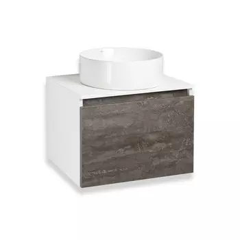 Тумба для ванной комнаты "Бари 60" железный камень, с раковиной "PALLA D41" 45 х 60 х 54 см