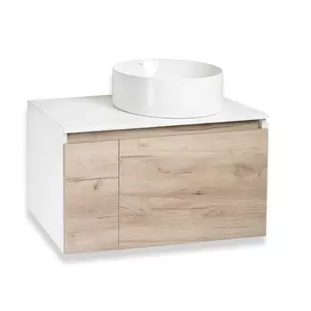 Тумба для ванной комнаты "Бари 80" крафтовый дуб, с раковиной "PALLA D41" 45 х 80 х 58 см