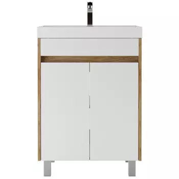 Тумба напольная «Домино» Karlo, под раковину Classica 60, без ящика, 590445799 мм, цвет дуб вотан/белый