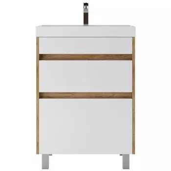 Тумба напольная «Домино» Karlo, под раковину Classica 60, с 2 ящиками, 590445799 мм, цвет дуб вотан/белый