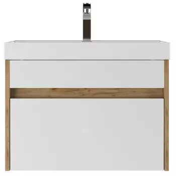 Тумба подвесная «Домино» Karlo, под раковину Classica 60, с 1 ящиком, 590400445 мм, цвет дуб вотан/белый