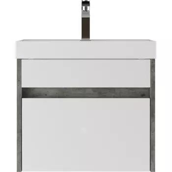 Тумба подвесная «Домино» Karlo, под раковину Classica 50, с 1 ящиком, 490340400 мм, цвет бетон/белый