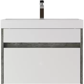 Тумба подвесная «Домино» Karlo, под раковину Classica 60, левая/правая, с 1 верхним ящиком, 590400445 мм, цвет бетон/белый