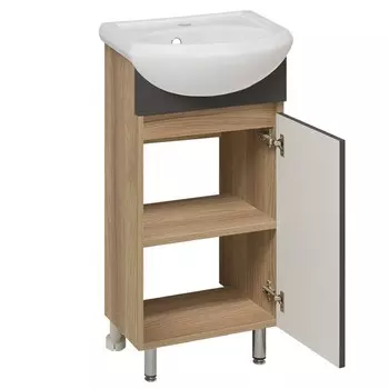 Тумба для ванной комнаты "Лада 40" графит, с раковиной "Mango 40" 20,8 х 38,6 х 80 см