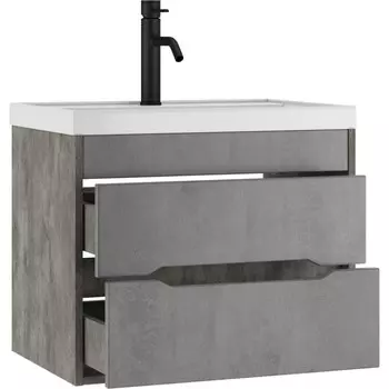 Тумба подвесная «Домино» Loft, под раковину Bazis 70, с 2 верхними ящиками, 690445510 мм, цвет бетон