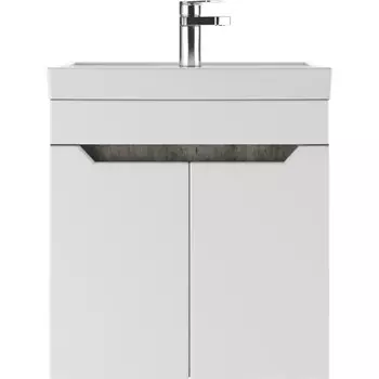 Тумба подвесная «Айсберг. Мечта», под раковину «Енисей 50», без ящика, 470388500 мм, цвет белый/бетон