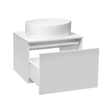 Тумба для ванной комнаты Runo "Бари 60" белый, с раковиной "OVALE 50" 45 х 60 х 54 см