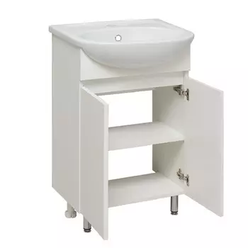 Тумба для ванной комнаты Runo "Лада 50" белый с раковиной, 41,5 х 50 х 80 см