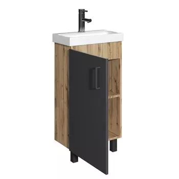 Тумба напольная «Домино» Craft, с раковиной «Фостер 45», без ящика, 450261870 мм, цвет дуб вотан/графит