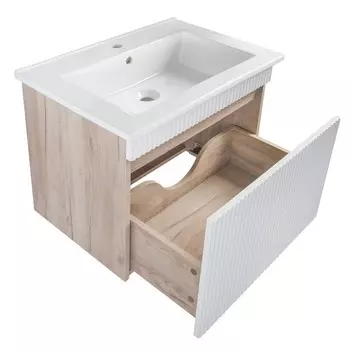 Тумба для ванной "Модена 65"крафтовый дуб, с раковиной "Оскар 65" 47 х 66 х 80 см