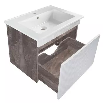 Тумба для ванной "Модена 65"железный камень, с раковиной "Оскар 65" 47,5 х 66 х 80 см