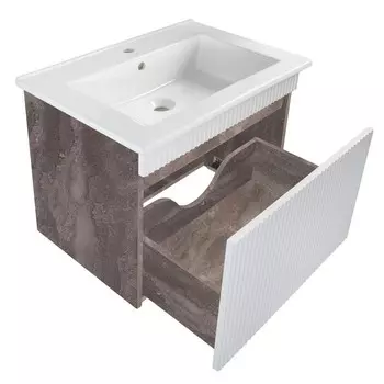 Тумба для ванной "Модена 75"железный камень, с раковиной "Оскар 75" 47,5 х 76,5 х 80 см