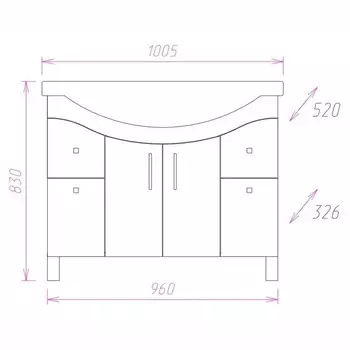 Тумба Onika Эльбрус 100.13 с раковиной Эльбрус 100