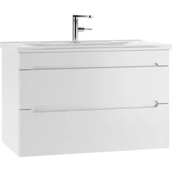 Тумба Домино Maestro под раковину Elen 80, белый глянец, подвесная, с 2 верхними ящиками