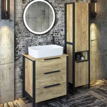 Тумба "Гард 70/2" (Дк/З) с раковиной "Олимпия 56", 70,2 х 48,2 х 80 см