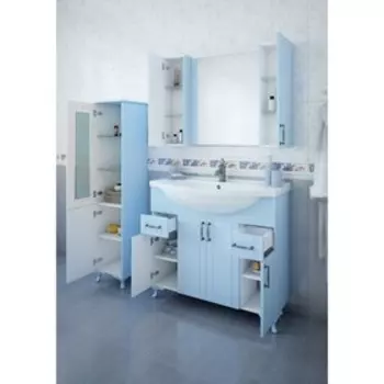 Тумба «Глория 105», цвет серый, с раковиной «Дрея 105»