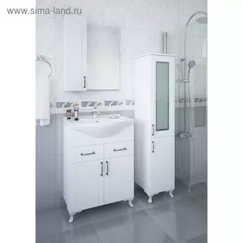 Тумба «Глория 65», цвет белый глянец, с раковиной «Дрея 65»