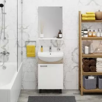 Тумба ЭКО 52.10 дуб сонома Black разборная с раковиной Акватон-52