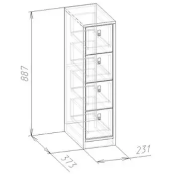 Тумба «Комфорт 19», 231 × 373 × 887 мм, цвет дуб сонома