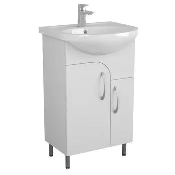 Тумба "Лина" с раковиной "Уют" 50 см на ножках белая