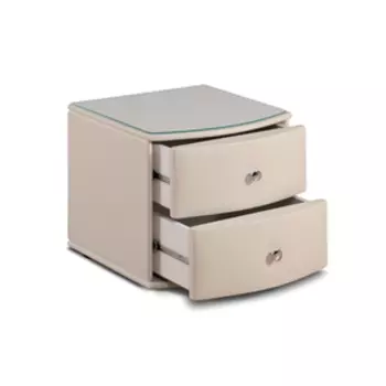 Тумба «Люнетта», 2 ящика, 500 × 450 × 450 мм, экокожа, цвет бежевый