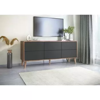 Тумба многофункциональная, 1396387600 мм, цвет дуб крафт табачный / графит