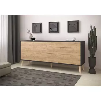 Тумба многофункциональная, 1600384672 мм, цвет дуб крафт золотой / графит