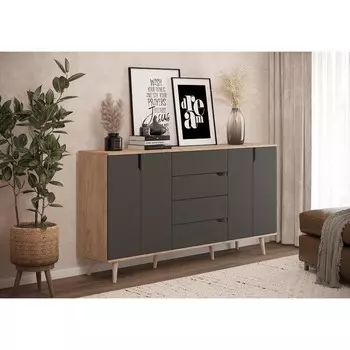 Тумба многофункциональная, 1800388939 мм, цвет дуб крафт табачный / графит