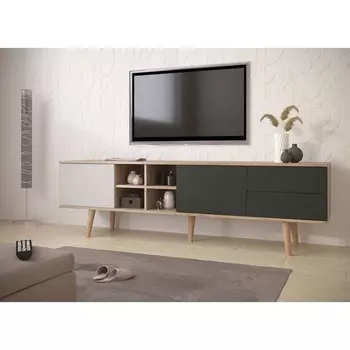 Тумба многофункциональная, 1800400532 мм, дуб крафт золотой / графит / кашемир серый