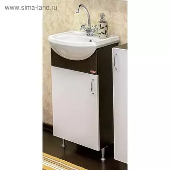 Тумба «Мокко 45», цвет венге/белый, левая, с раковиной «Уют 45»