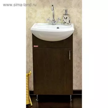 Тумба «Мокко 45», цвет венге, левая, с раковиной «Уют 45»