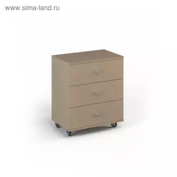Тумба на колесах ДМ-Т-4-6, 600х500х691 мм, 3 ящика, ясень шимо
