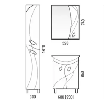 Тумба "Наина 60" с раковиной "Элеганс 600" Rosa