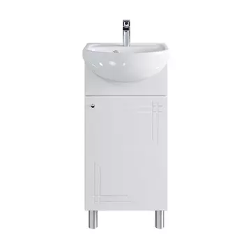 Тумба напольная SanStar "Июнь 40" с раковиной "Азов 40", белая