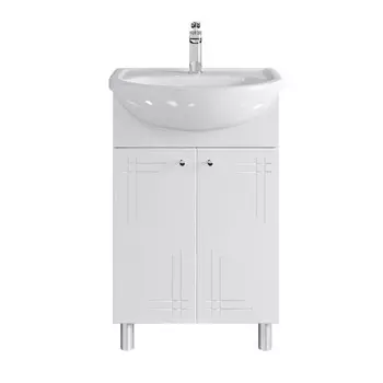 Тумба напольная SanStar "Июнь 55" с раковиной "Уют 55", белая