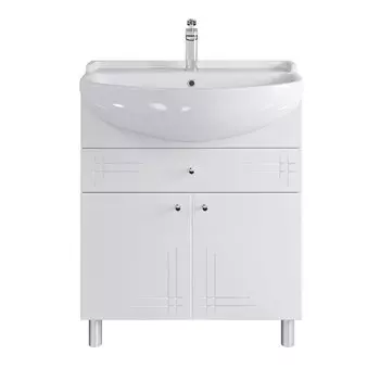 Тумба напольная SanStar "Июнь 70" с раковиной "Амур 70", белая