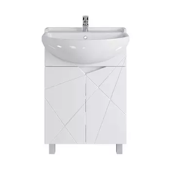 Тумба напольная SanStar "Каскад 60" с раковиной "Амур 60", белая