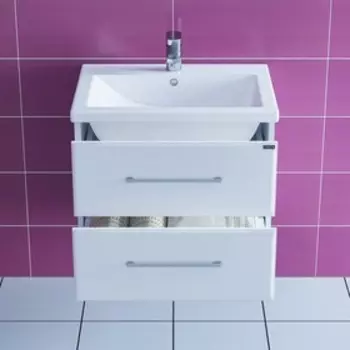 Тумба "Омега-60" 2 ящика, подвесная с раковиной "Фостер 60"