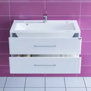 Тумба "Омега-90" 2 ящика, подвесная с раковиной "Elen 90" литой мрамор