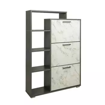 Тумба под обувь «Фиеста 8» 05.101, 8782501265 мм, цвет диамант серый / мрамор белый