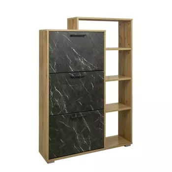 Тумба под обувь «Фиеста 8» 05.101, 8782501265 мм, цвет дуб вотан / мрамор чёрный