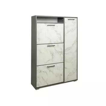 Тумба под обувь «Фиеста 9» 05.102, 8782501265 мм, цвет диамант серый / мрамор белый