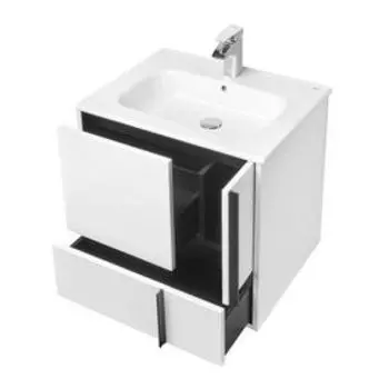 Тумба под раковину Aquaton «Ривьера 60» подвесная, цвет белый матовый