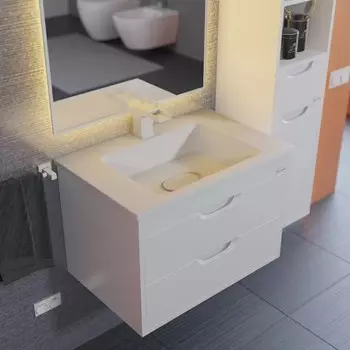 Тумба под раковину Uperwood Modul 65 см, подвесная, матовая, белая