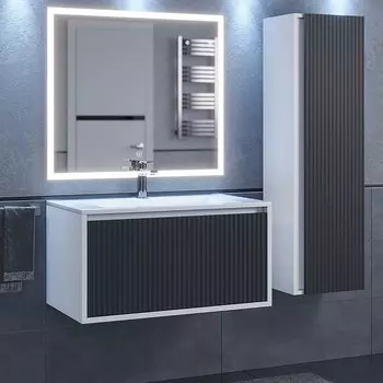 Тумба под раковину Uperwood Next подвесная, 80 см, белая/графит, 1 ящик