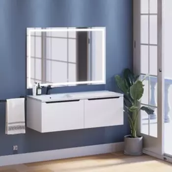 Тумба под раковину Uperwood Tanos, 120 см, подвесная, левая, белая/графит