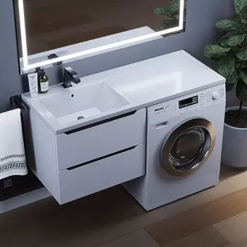 Тумба под раковину Uperwood Tanos, 60 см, подвесная, под стиральную машину, белая/графит